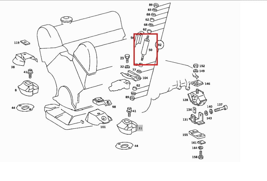 Genuine Mercedes Engine Shock Absorber — W108 / W109 / W110 / W111 / W116 / R107 / C107